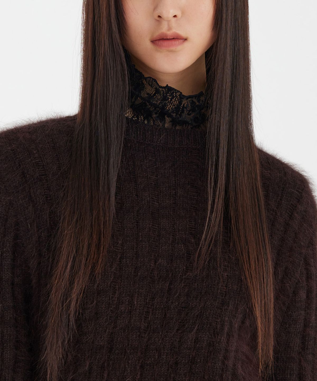 유스(YOUTH) Hairy Angora Knit  - Burgundy