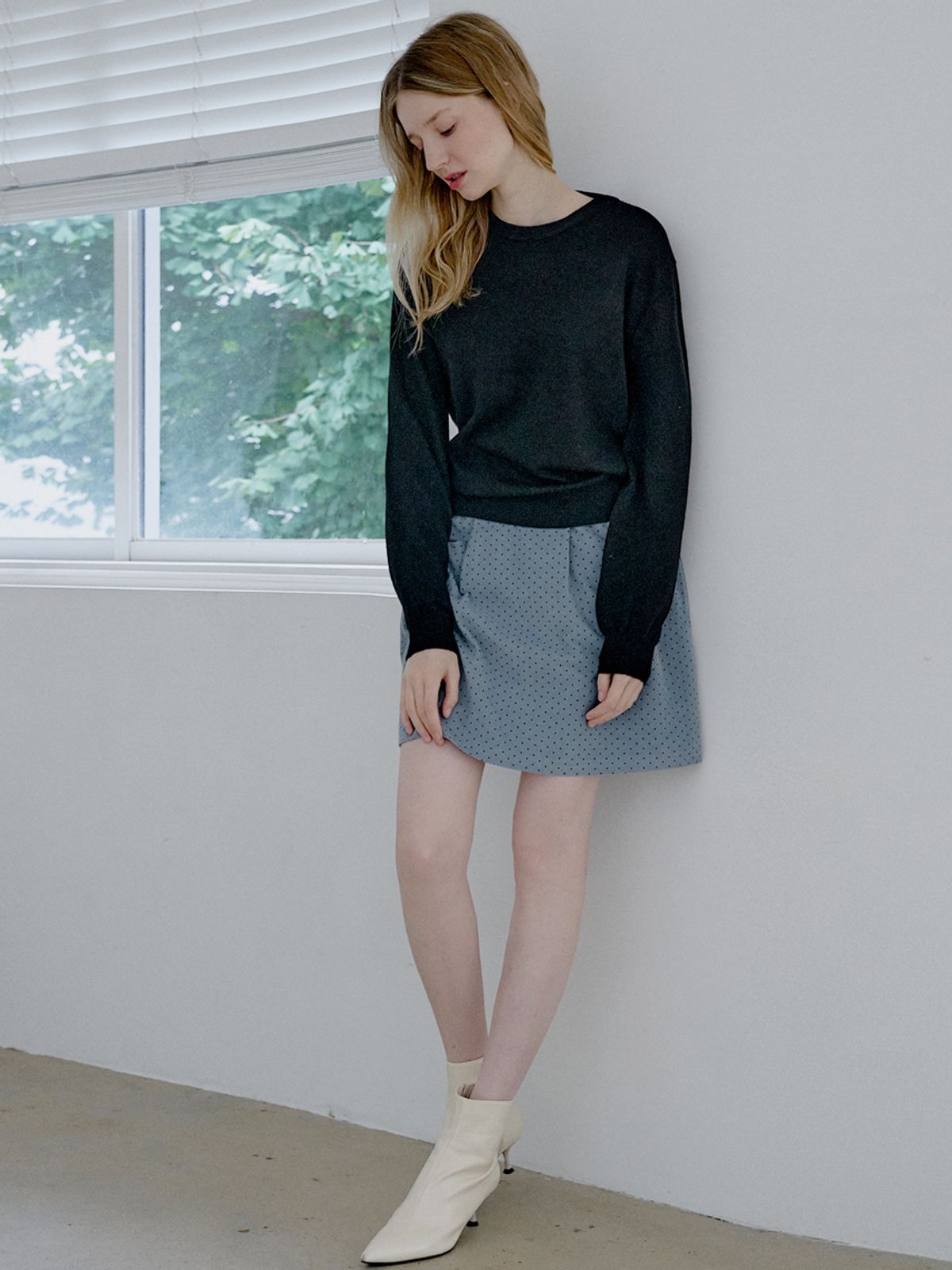 아방(AVANT-G) Dot Volume Mini Skirt - BLUE