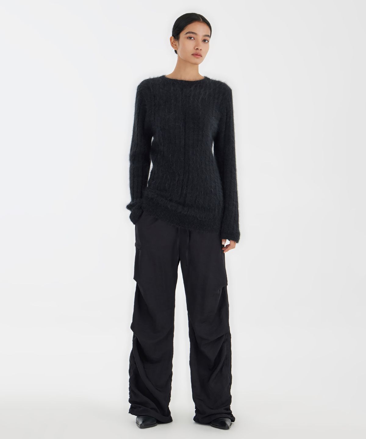 유스(YOUTH) Hairy Angora Knit  - Charcoal Grey
