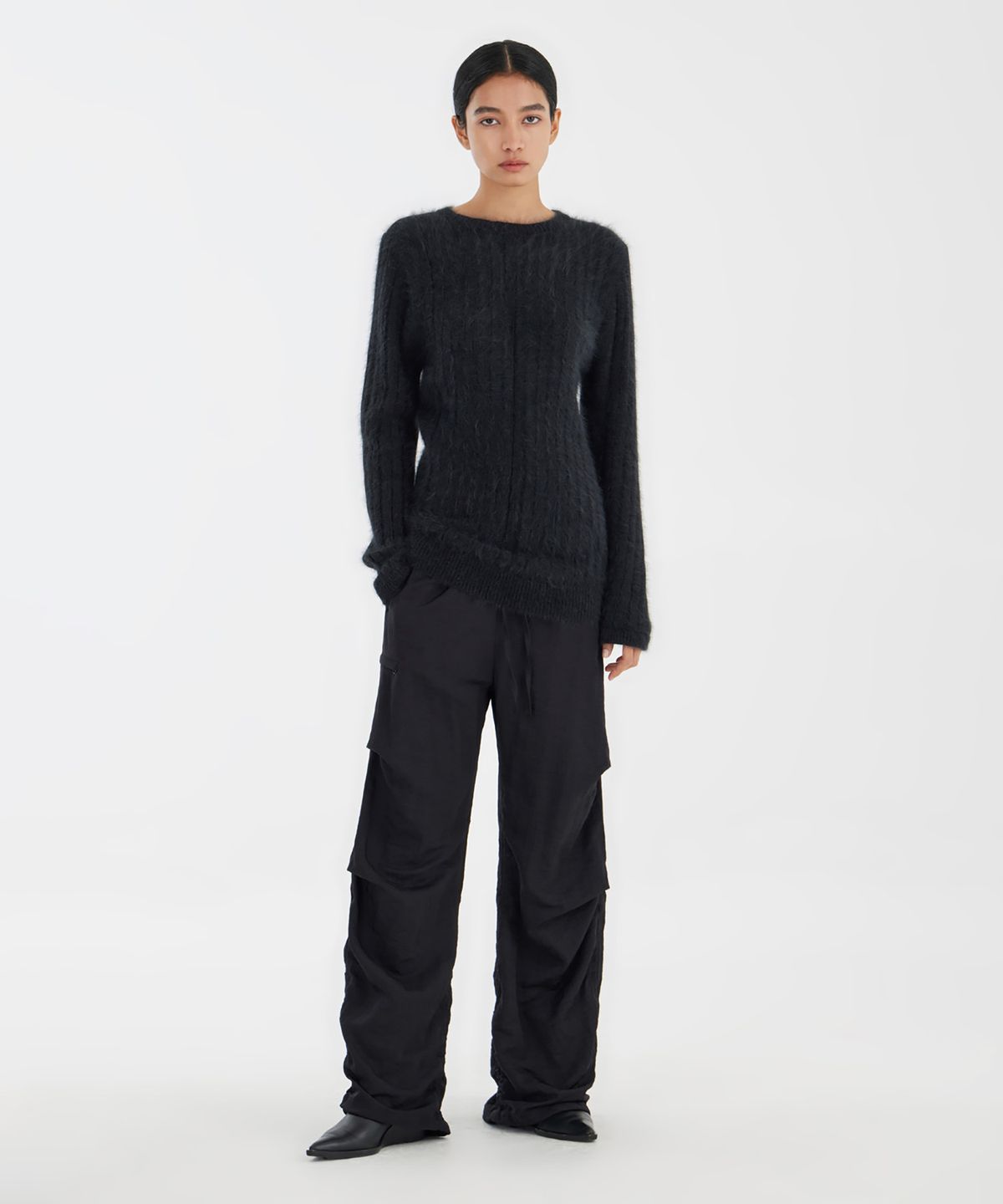 유스(YOUTH) Hairy Angora Knit  - Charcoal Grey