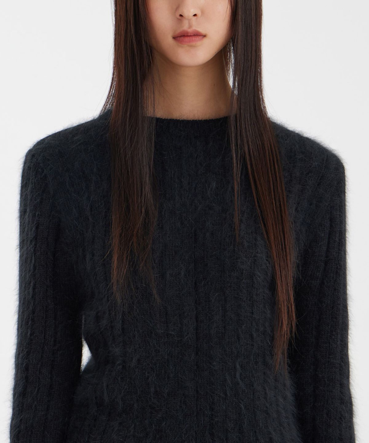 유스(YOUTH) Hairy Angora Knit  - Charcoal Grey