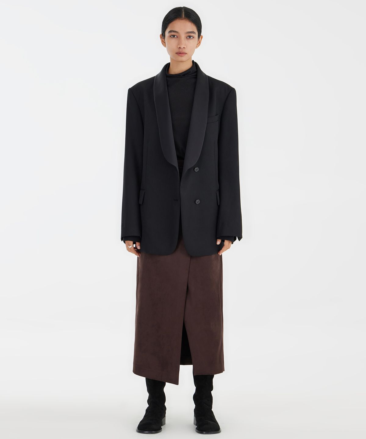 유스(YOUTH) Shawl Collar Tuxedo Jacket - Black