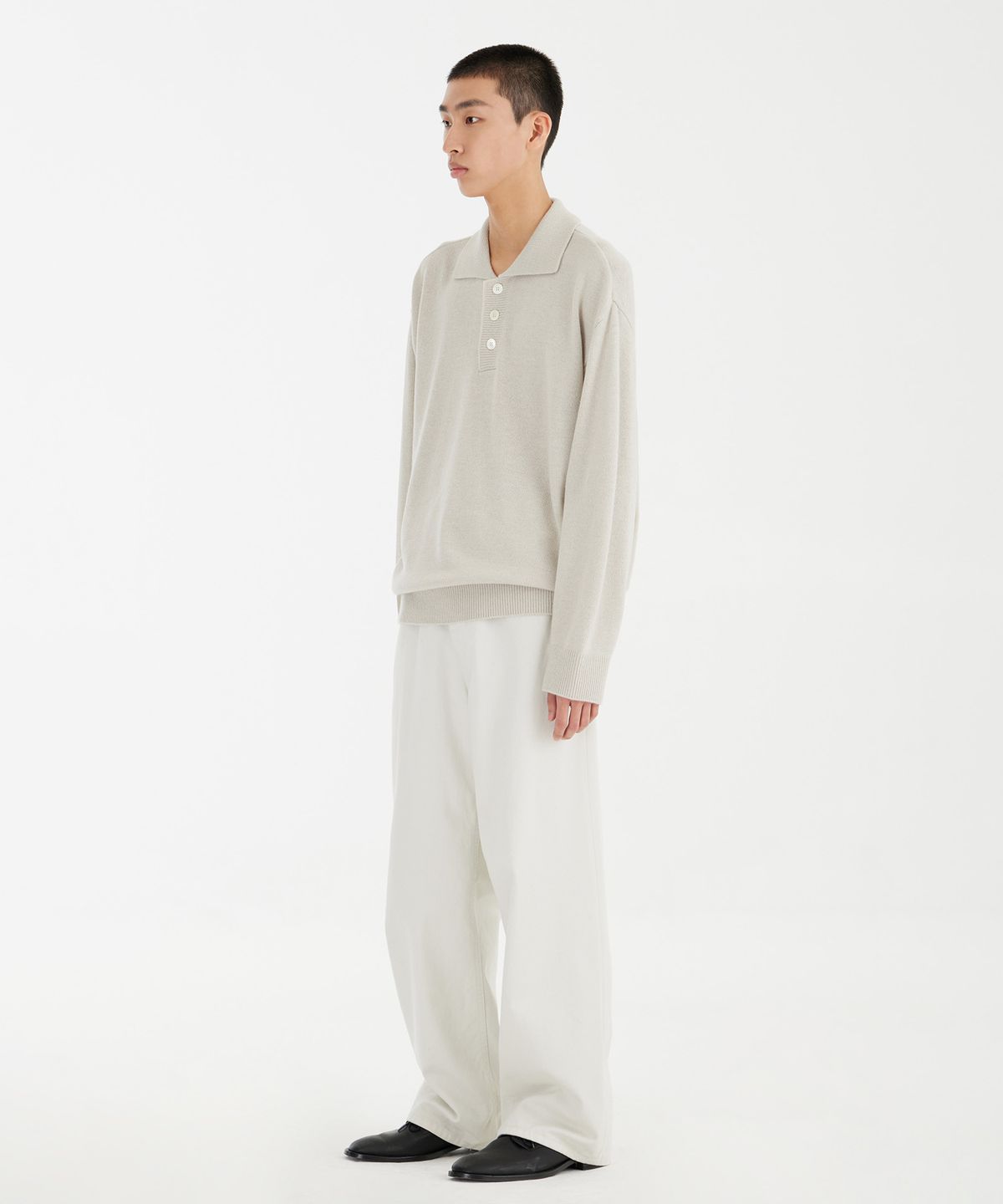 유스(YOUTH) Knit Collar T-shirt - Light Grey