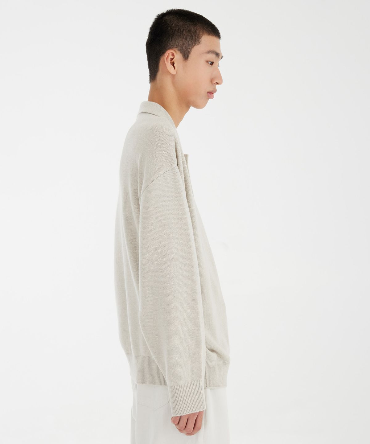 유스(YOUTH) Knit Collar T-shirt - Light Grey
