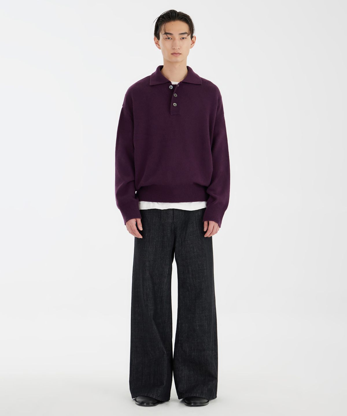 유스(YOUTH) Knit Collar T-shirt - Deep Purple