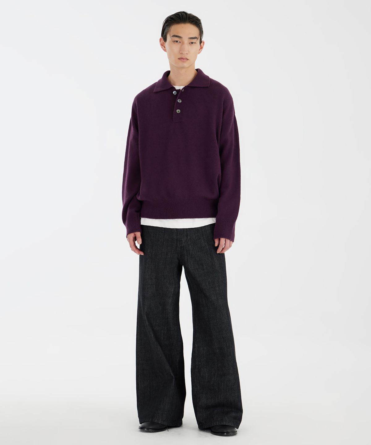 유스(YOUTH) Knit Collar T-shirt - Deep Purple
