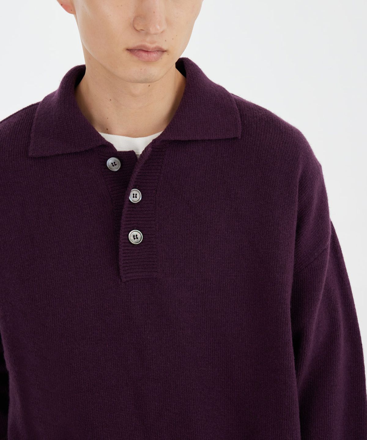 유스(YOUTH) Knit Collar T-shirt - Deep Purple