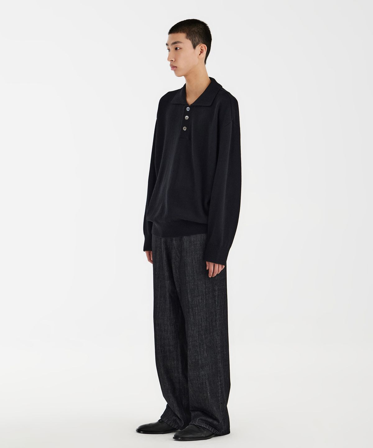 유스(YOUTH) Knit Collar T-shirt - Black