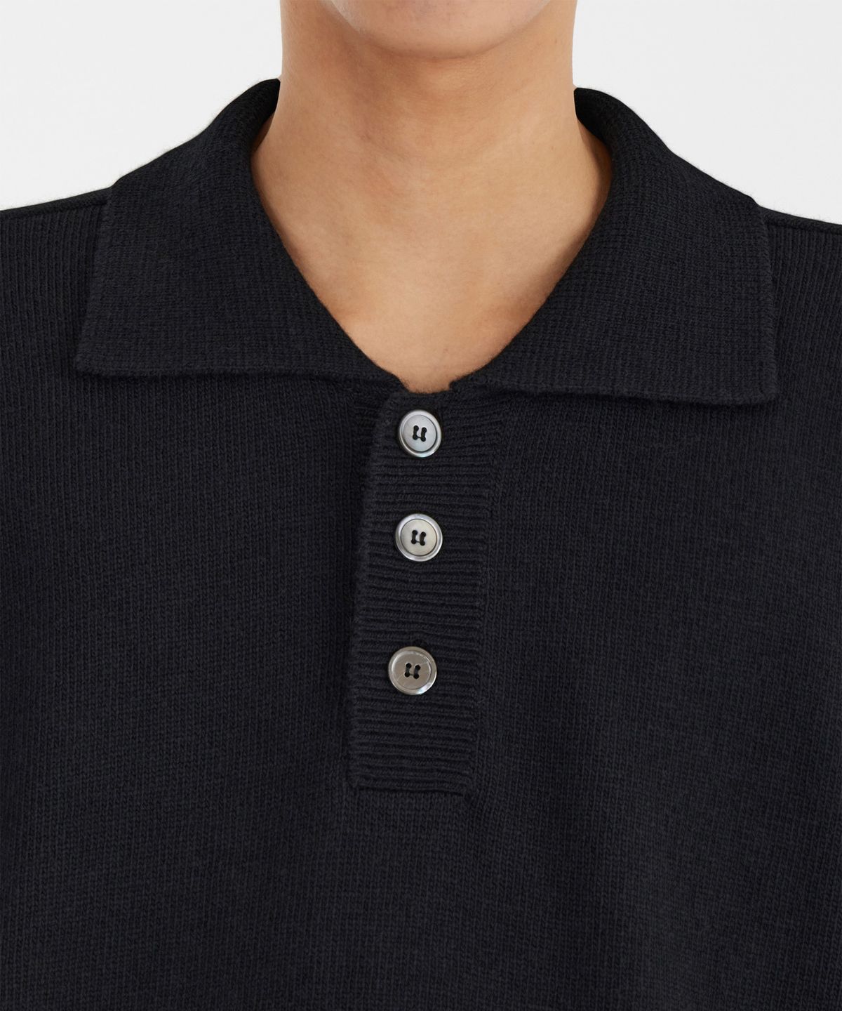 유스(YOUTH) Knit Collar T-shirt - Black