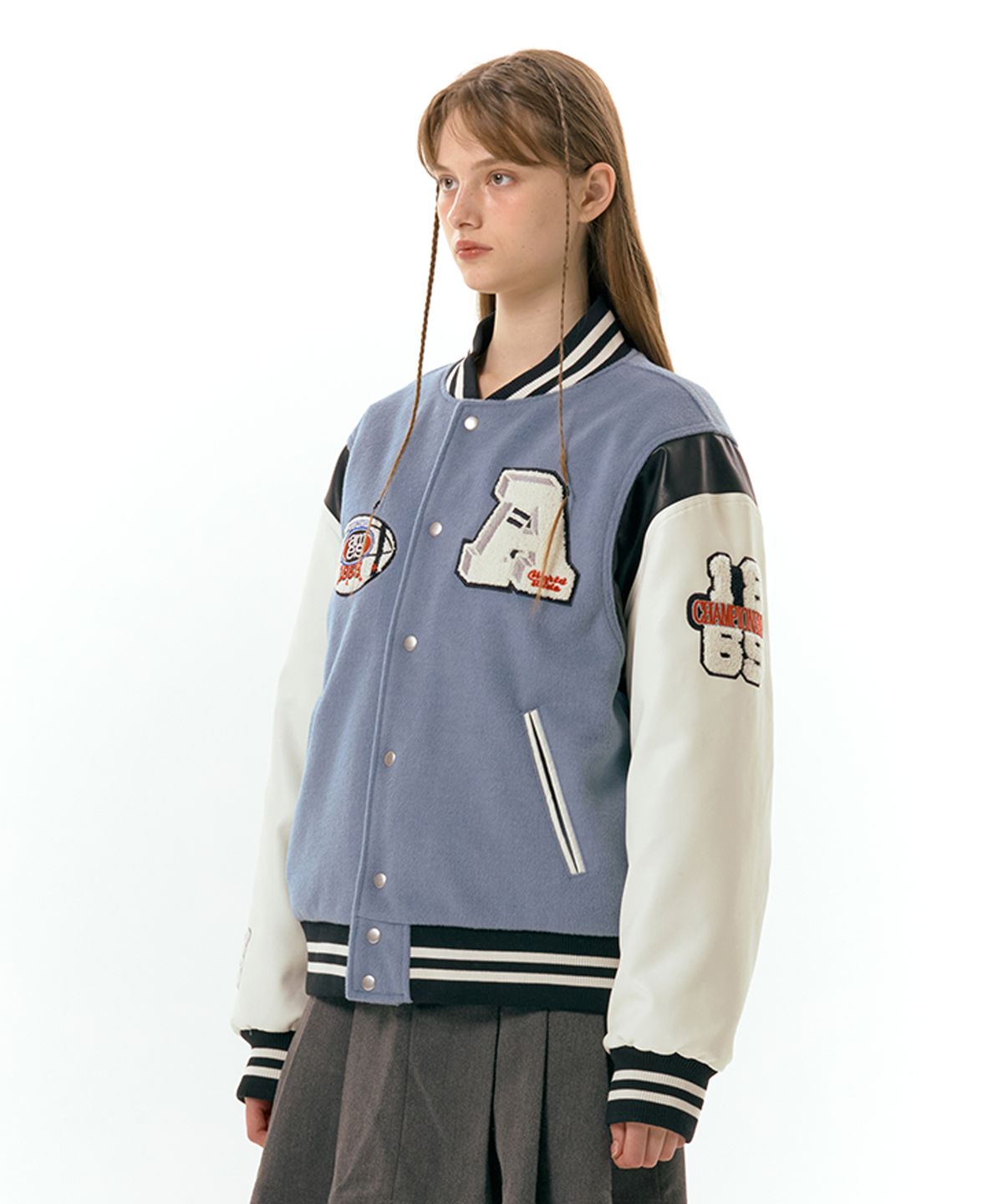아메스 월드와이드(AMES-WORLDWIDE) FOOTBALL VARSITY JACKET BLUE (AM2DFUJ241A)
