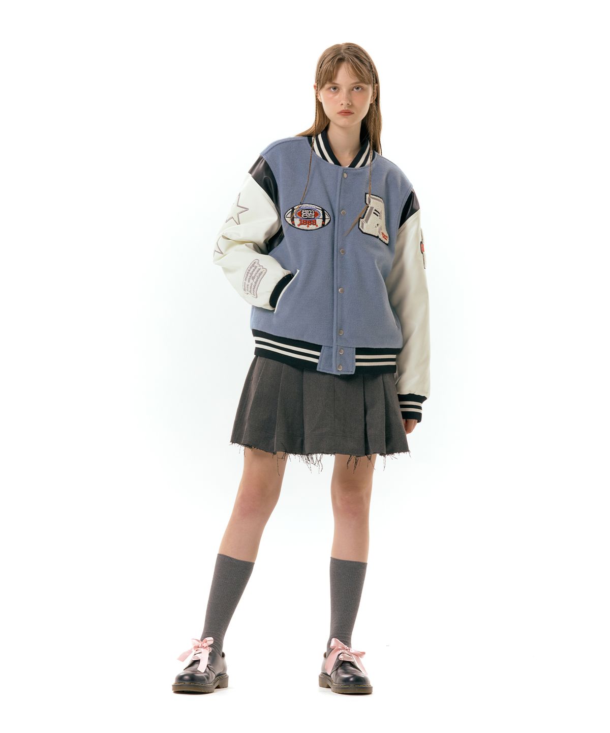 아메스 월드와이드(AMES-WORLDWIDE) FOOTBALL VARSITY JACKET BLUE (AM2DFUJ241A)