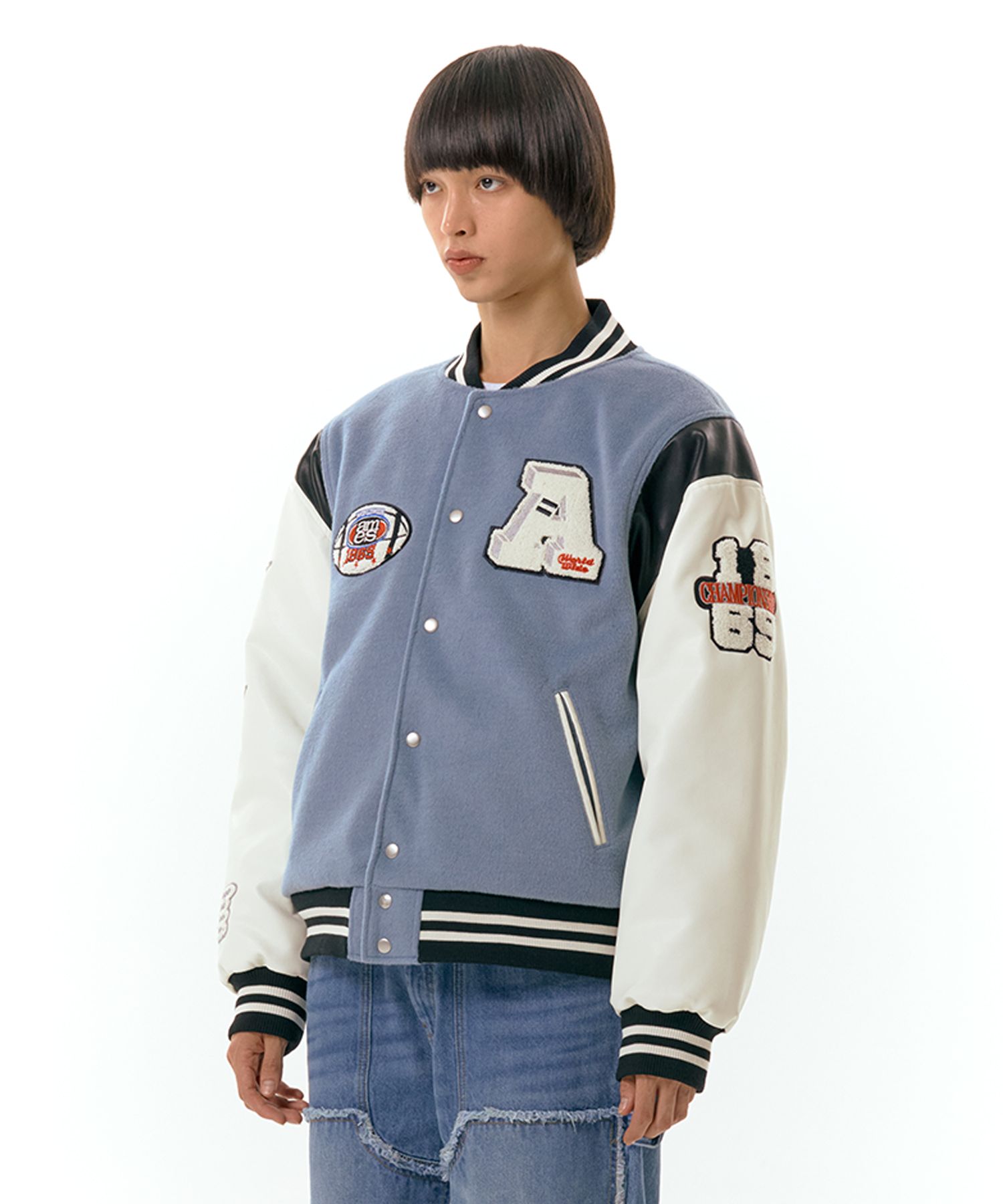 ★AMES-WORLDWIDE★FOOTBALL VARSITY JACKET BLUE★正規品/人気 MUSINSA | AMES-WORLDWIDE FOOTBALL VARSITY JACKET BLUE
