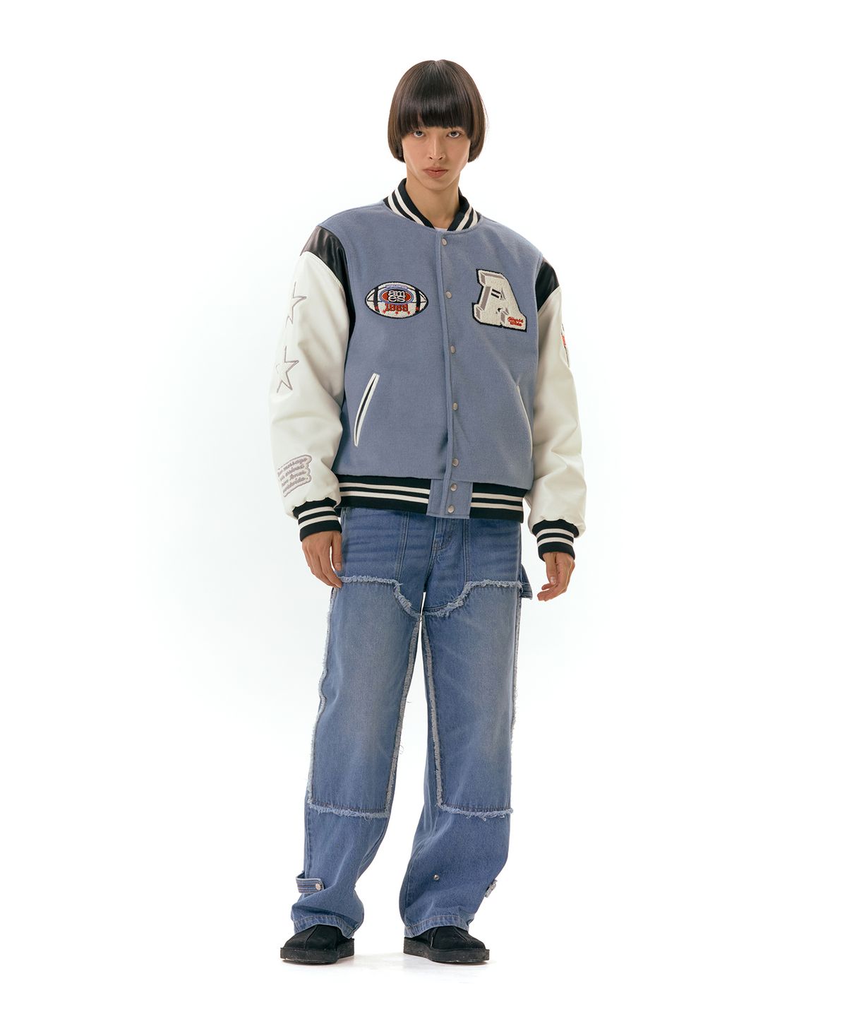 아메스 월드와이드(AMES-WORLDWIDE) FOOTBALL VARSITY JACKET BLUE (AM2DFUJ241A)