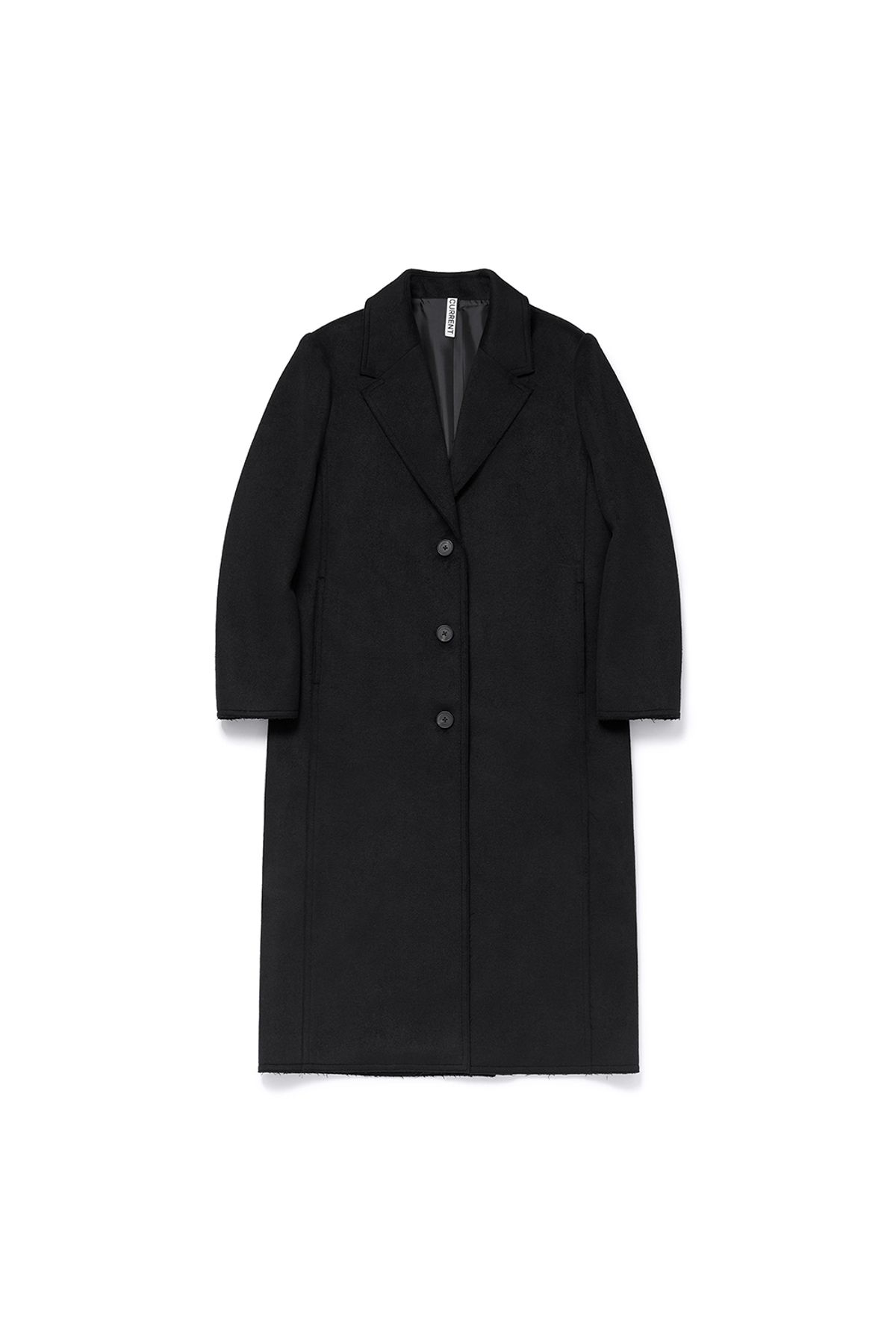 커렌트(CURRENT) CUT OFF SINGLE LONG COAT [BLACK]