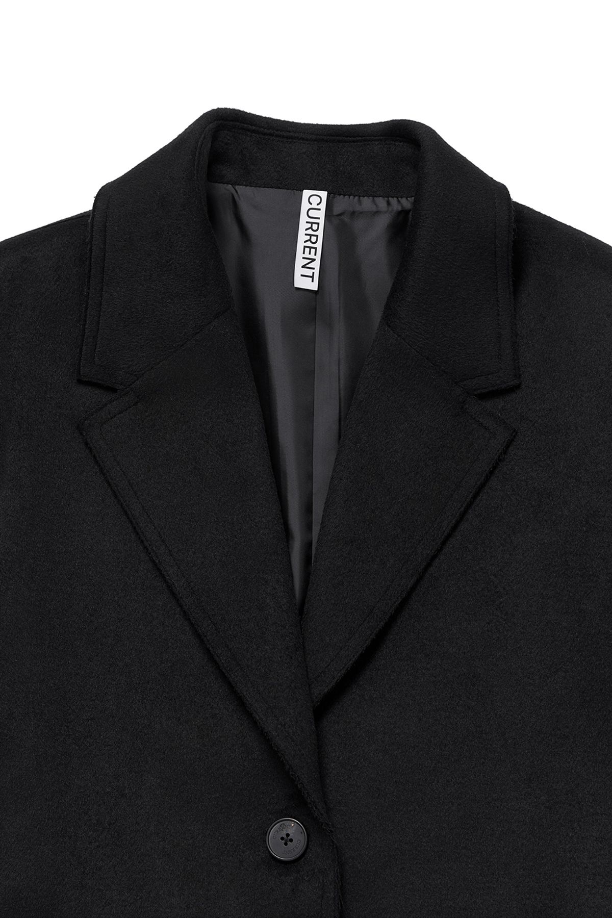커렌트(CURRENT) CUT OFF SINGLE LONG COAT [BLACK]