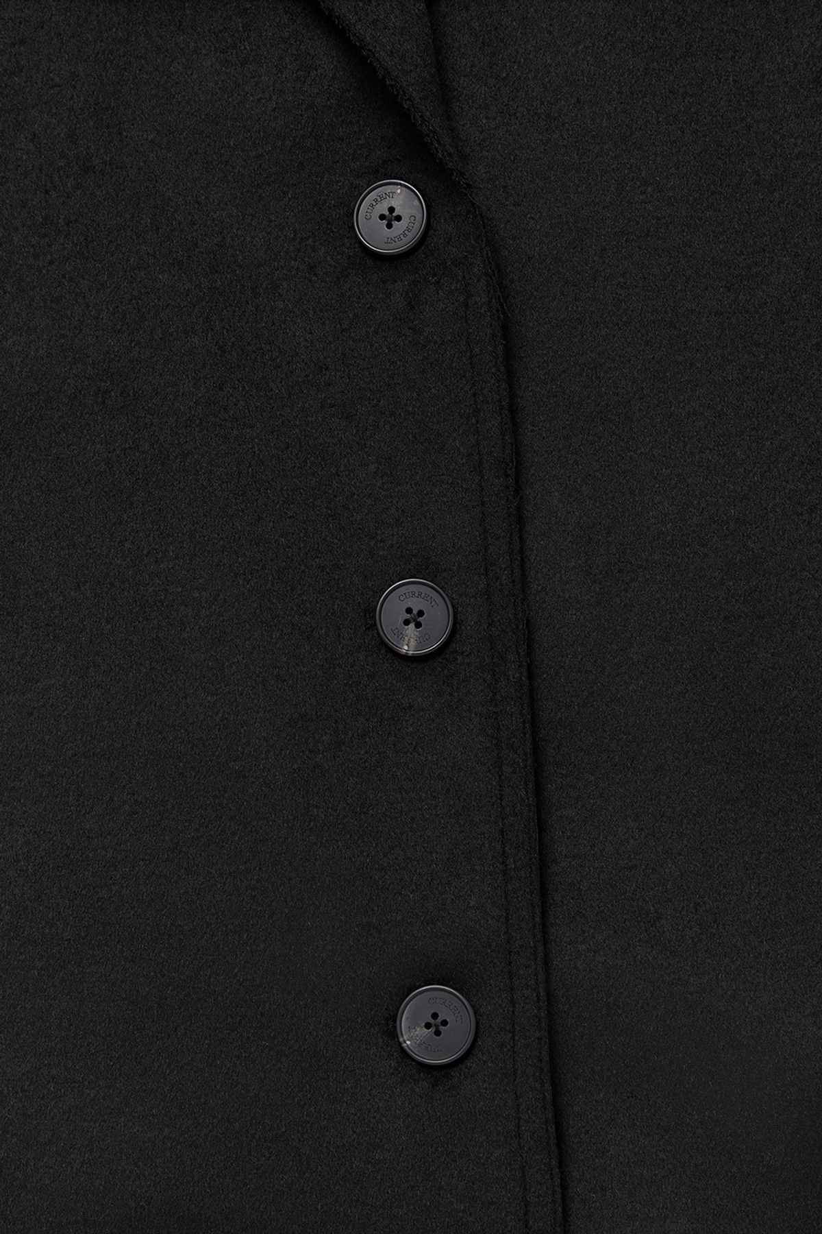 커렌트(CURRENT) CUT OFF SINGLE LONG COAT [BLACK]