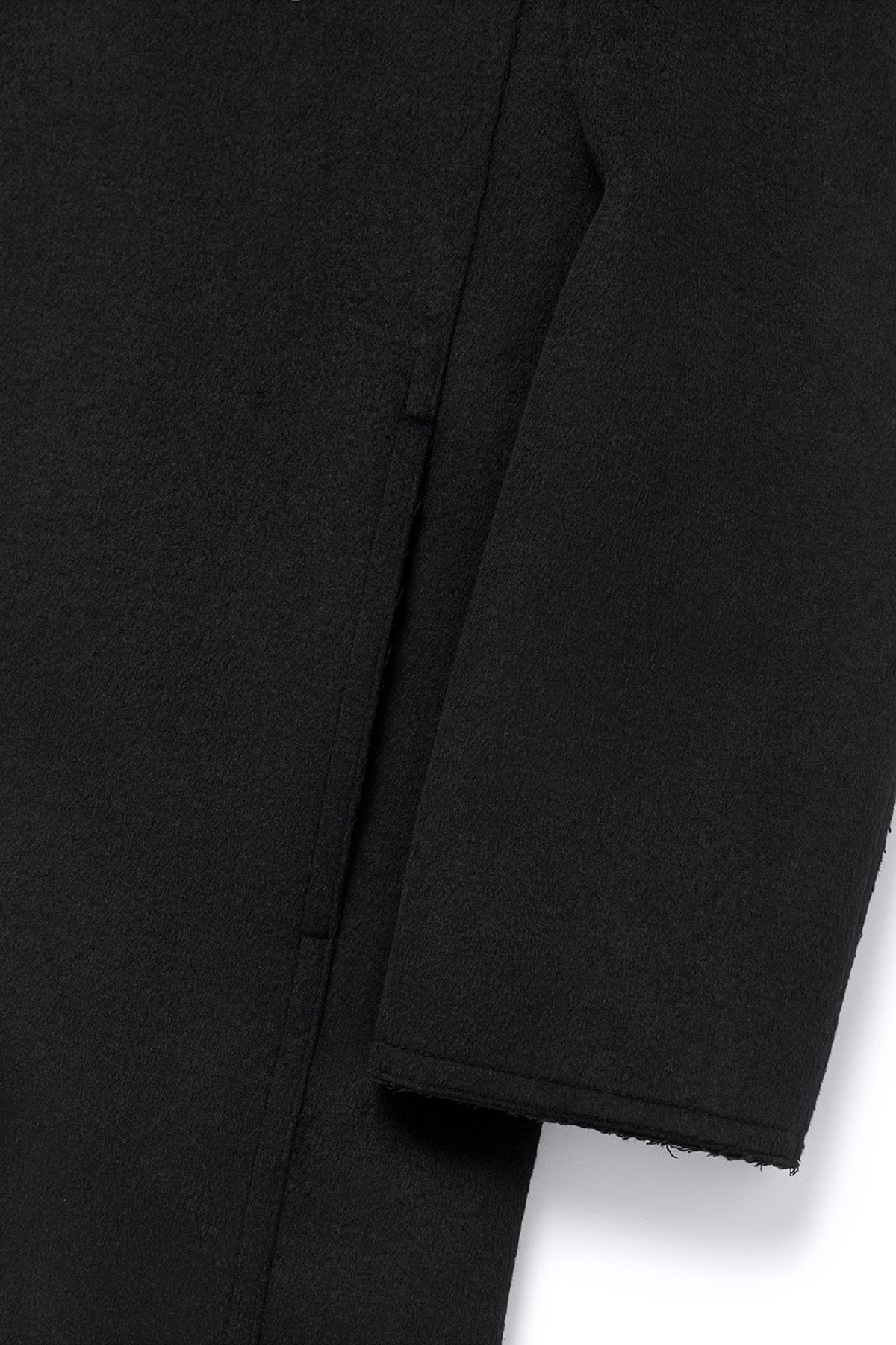 커렌트(CURRENT) CUT OFF SINGLE LONG COAT [BLACK]