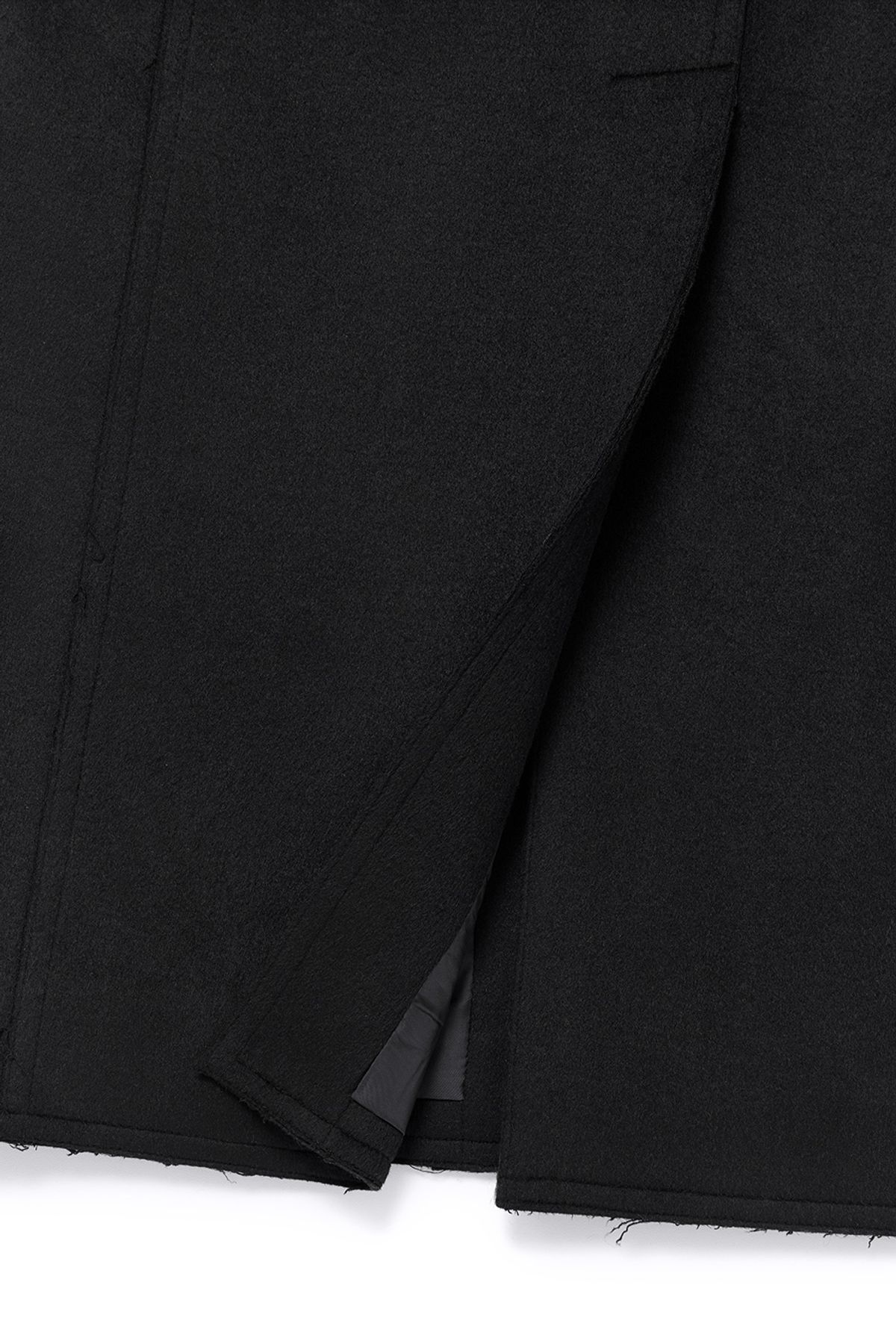 커렌트(CURRENT) CUT OFF SINGLE LONG COAT [BLACK]