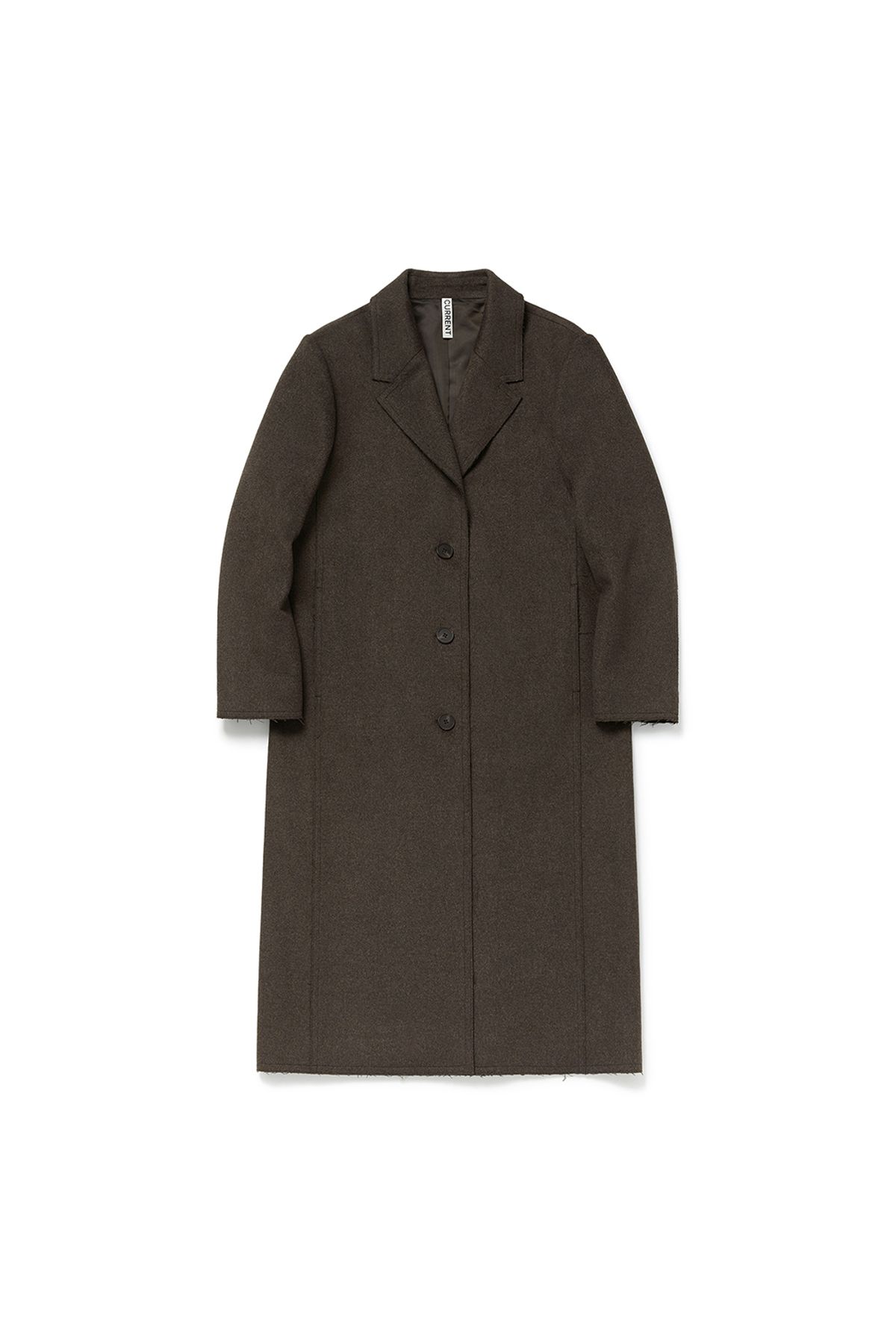 커렌트(CURRENT) CUT OFF SINGLE LONG COAT [BROWN]