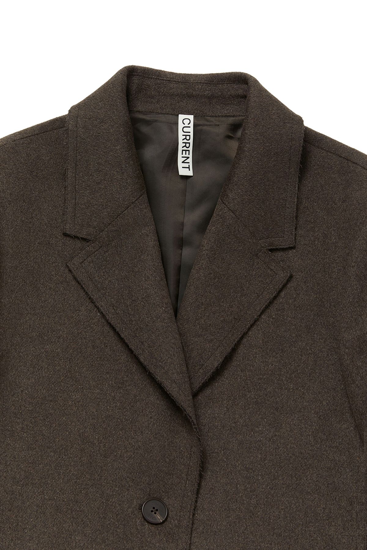 커렌트(CURRENT) CUT OFF SINGLE LONG COAT [BROWN]