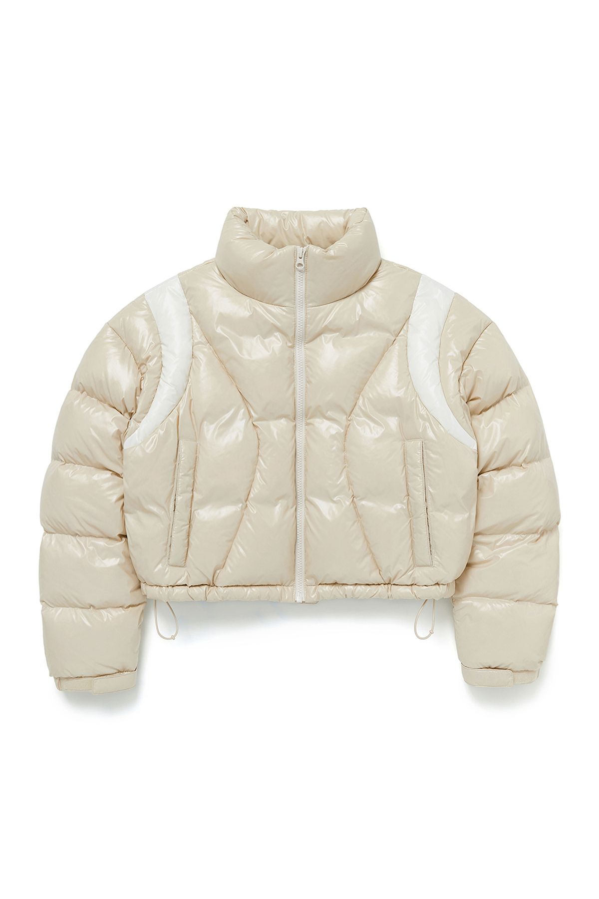 커렌트(CURRENT) VARSITY SHORT PUFFER JACKET [BEIGE]