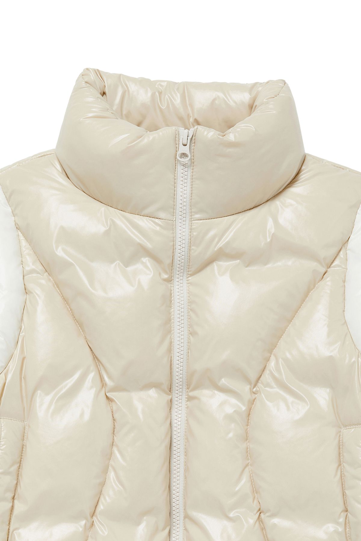 커렌트(CURRENT) VARSITY SHORT PUFFER JACKET [BEIGE]