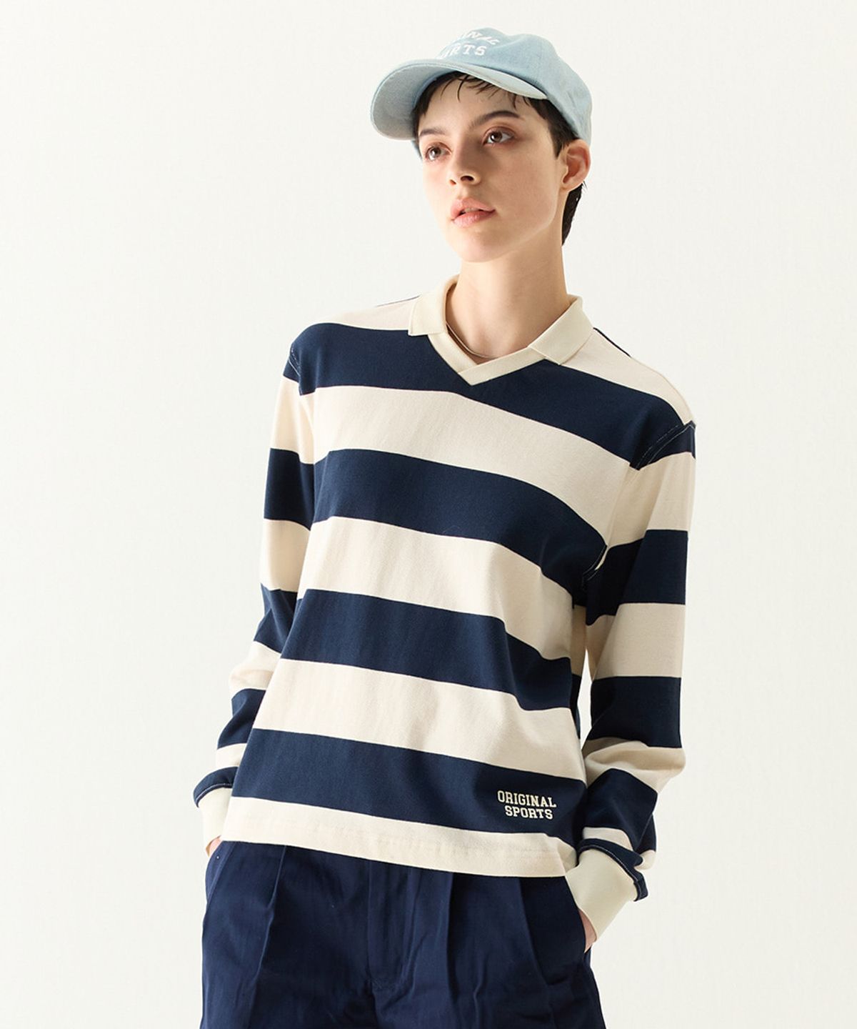 프로-스펙스(PRO-SPECS) [WOMEN] STRIPE RUGBY SHIRT NAVY