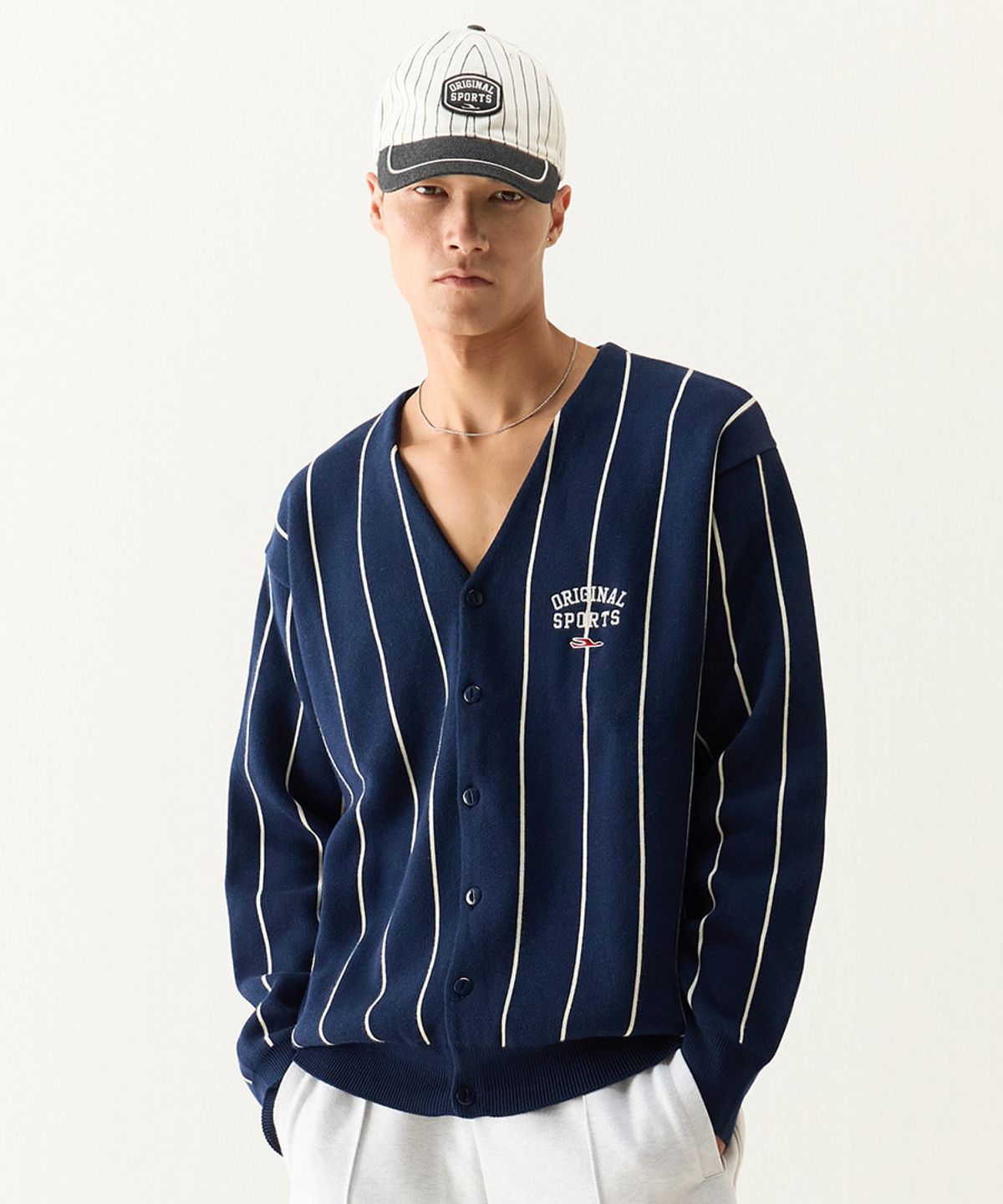 프로-스펙스(PRO-SPECS) STRIPE KNIT CARDIGAN NAVY