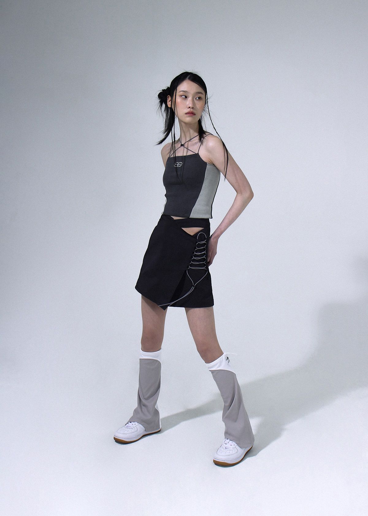 세니크(SENIK) Wrap String Skirt - Grey