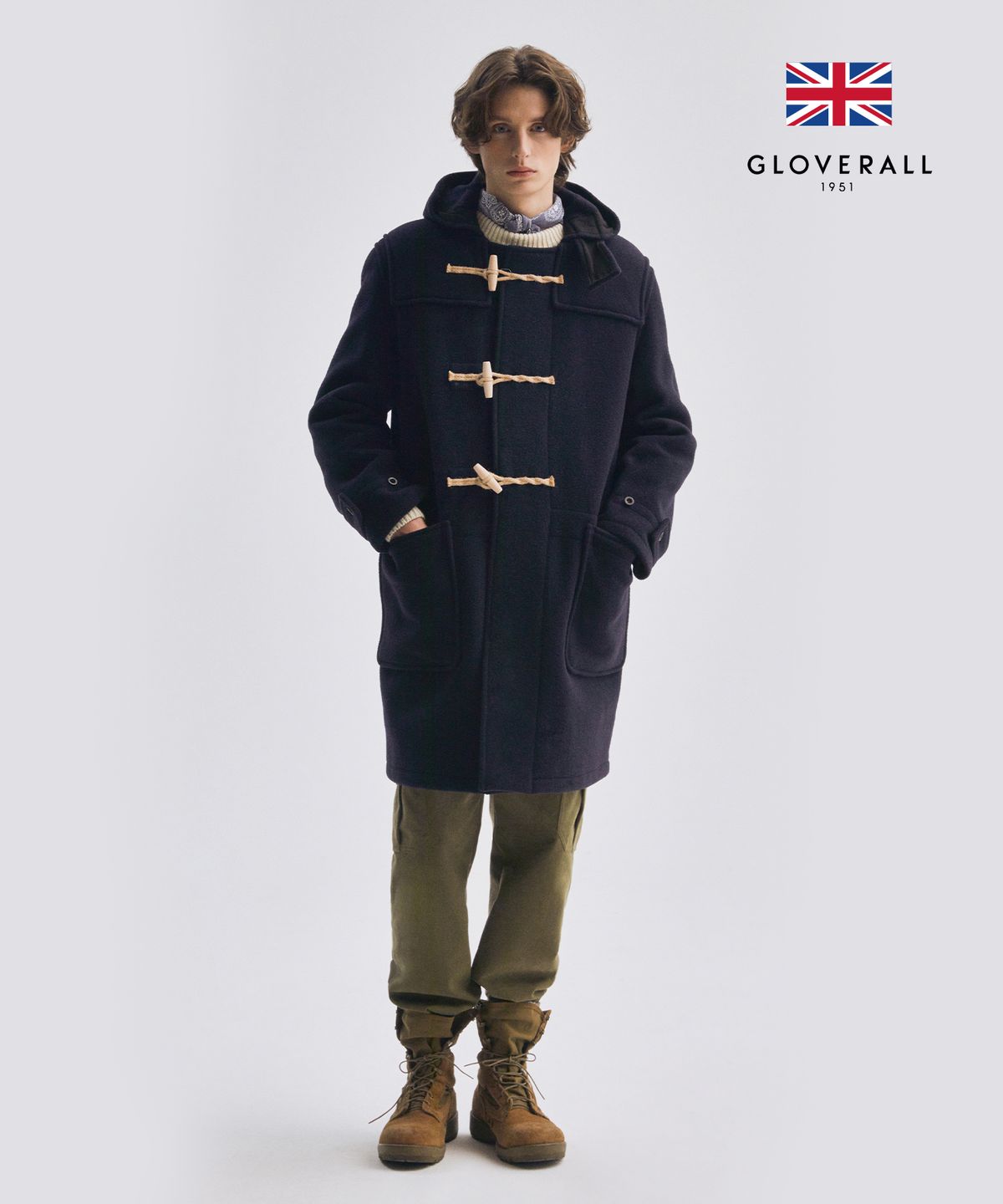 글로버올(GLOVERALL) 오리지널 몬티 울 더플코트 (다크 네이비)_G7CJWD9A01