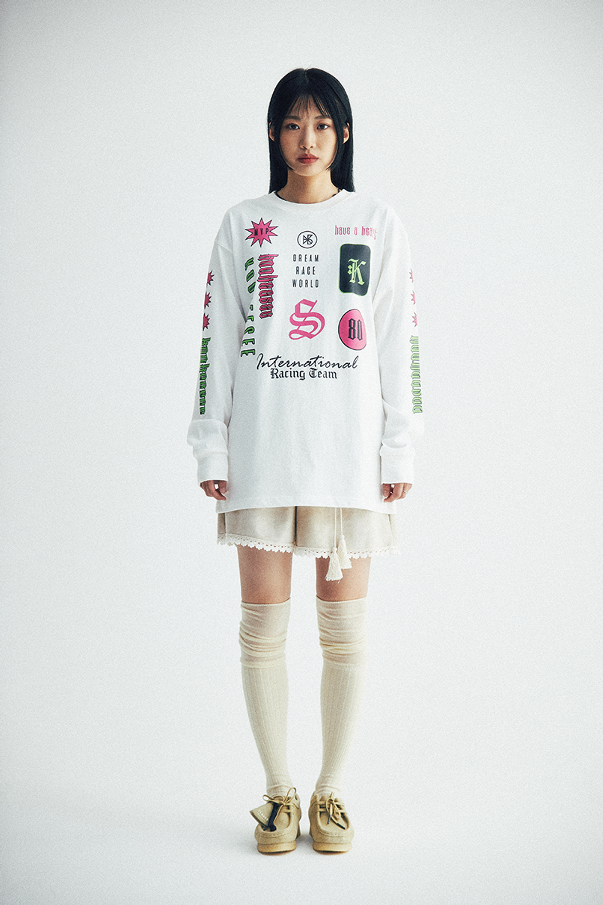 쿠키시(KOOKEESEE) 쿠키시 레이싱 티셔츠 (아이보리)