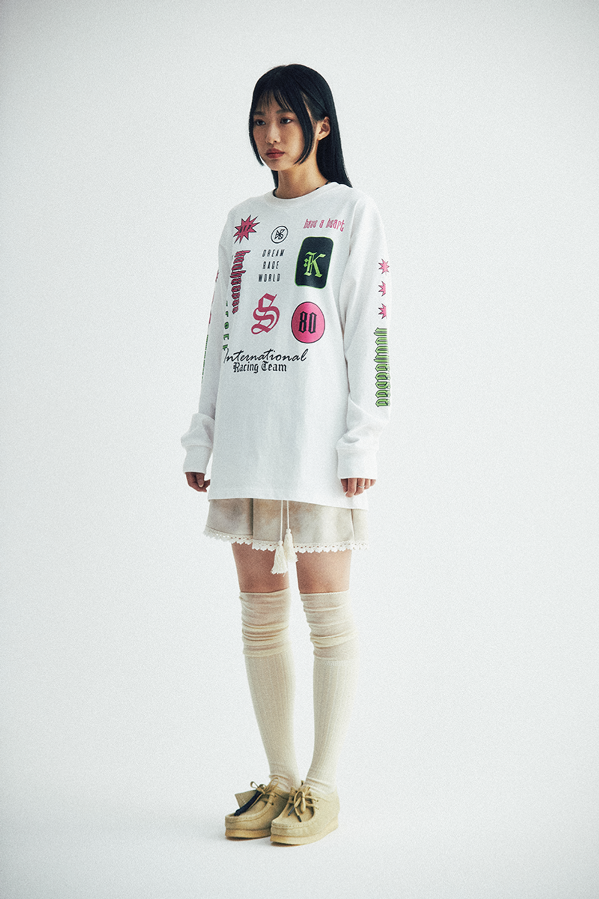 쿠키시(KOOKEESEE) 쿠키시 레이싱 티셔츠 (아이보리)