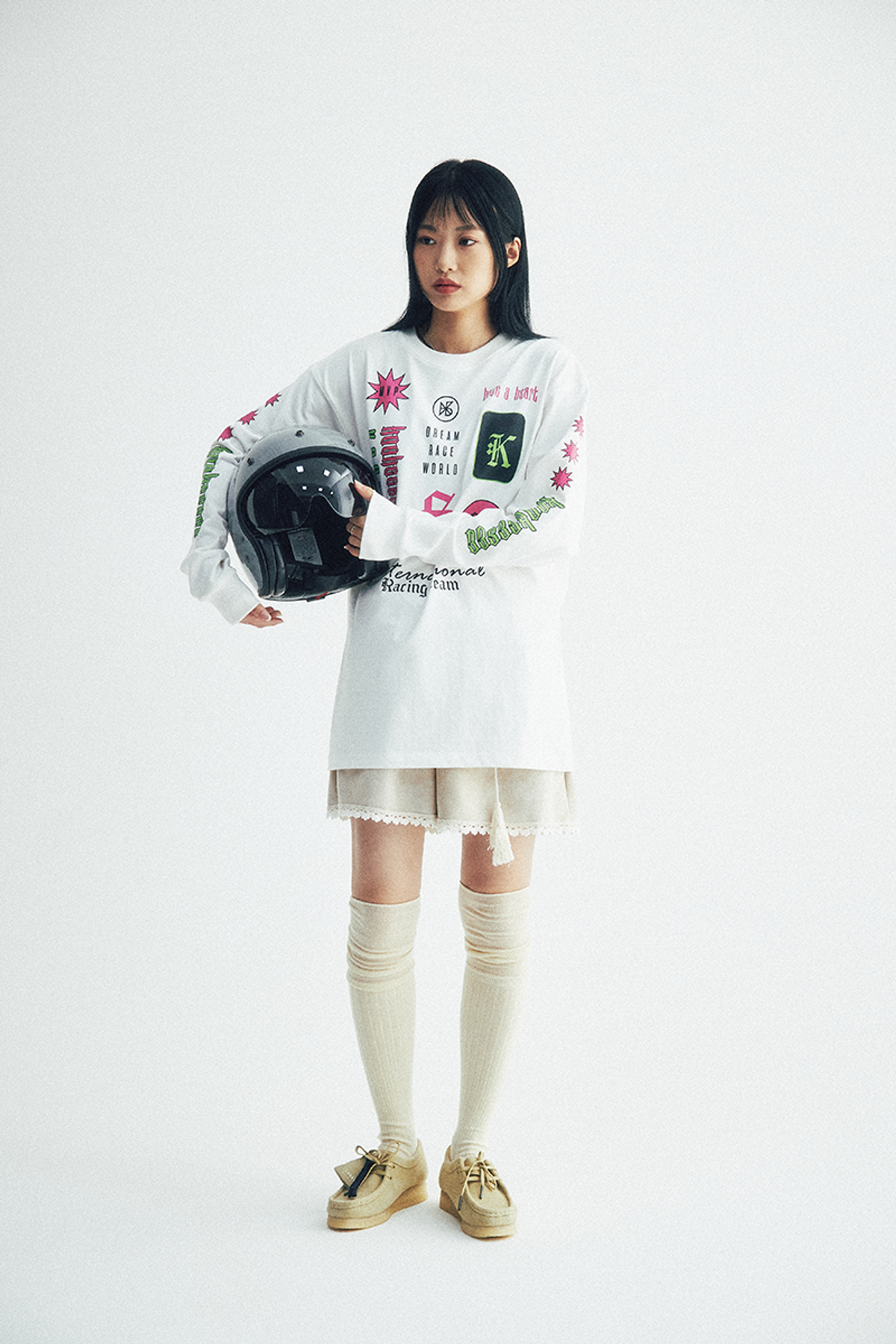 쿠키시(KOOKEESEE) 쿠키시 레이싱 티셔츠 (아이보리)