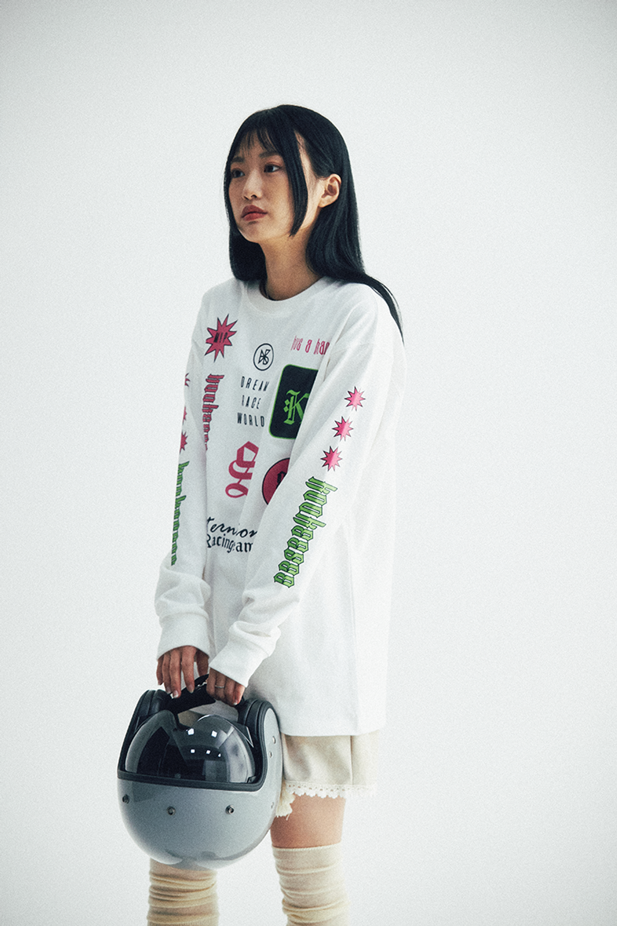 쿠키시(KOOKEESEE) 쿠키시 레이싱 티셔츠 (아이보리)