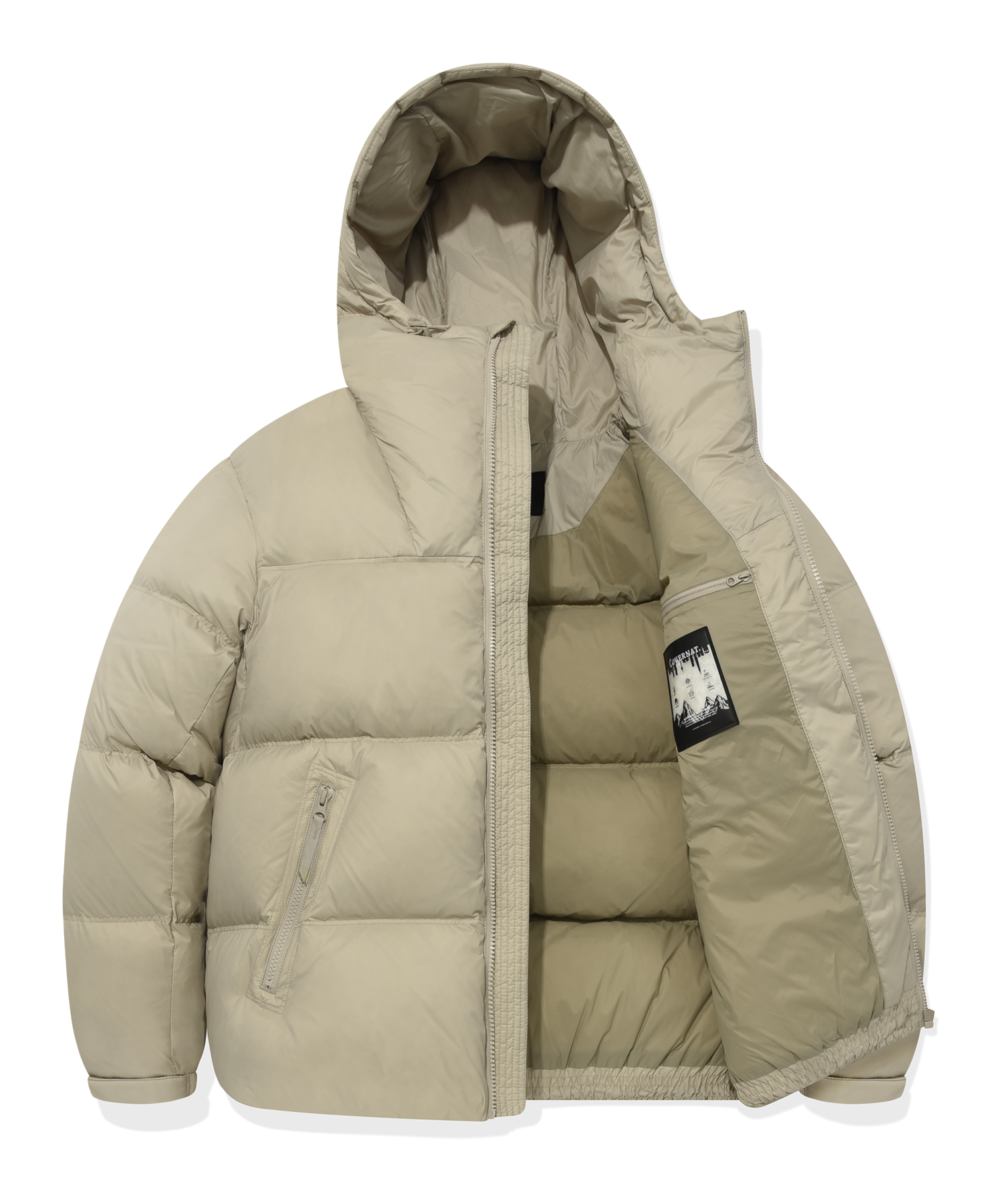 ●COVERNAT●RDS CIVIC ORIGIN HOOD SHORT PUFFER 男女兼用 人気 Covernat Unisex RDS Civic Hoodie Short Puffer Black | Puffer