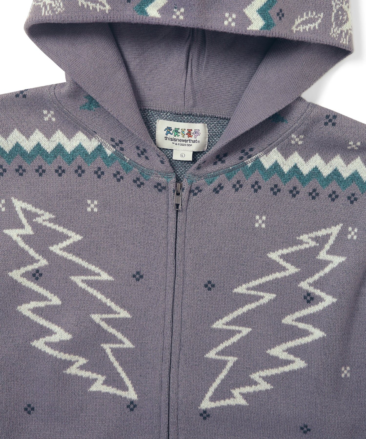 MUSINSA | thisisneverthat GD Iconography Knit Zip Hoodie Lavender