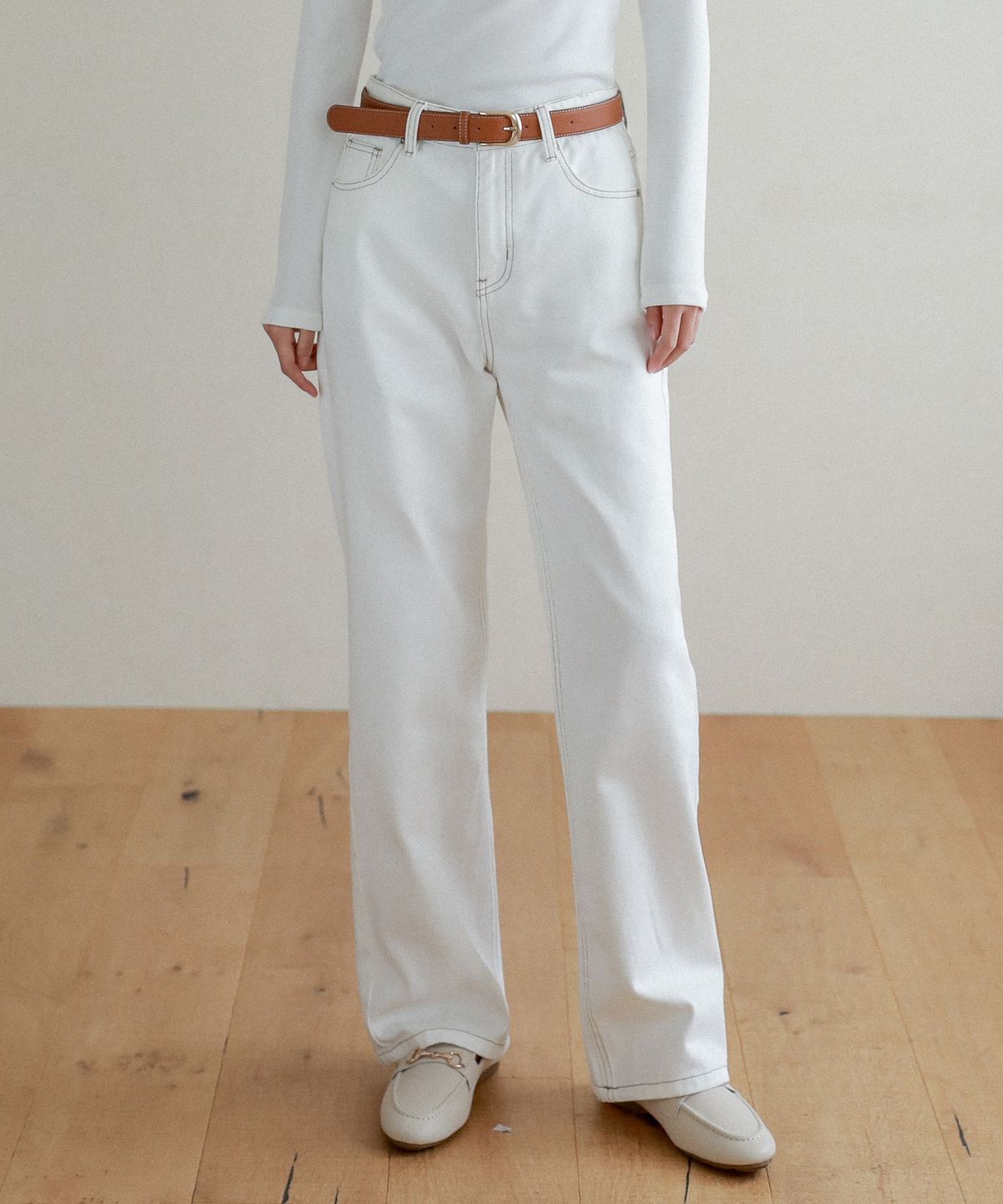 로시로우(LOSSYROW) Lossy  semi-wide denim pants_white
