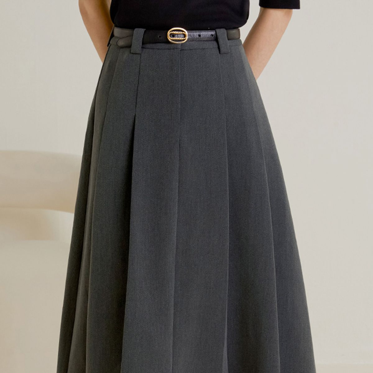 랭썬(LANGSON) LS_A-line pleated long skirt