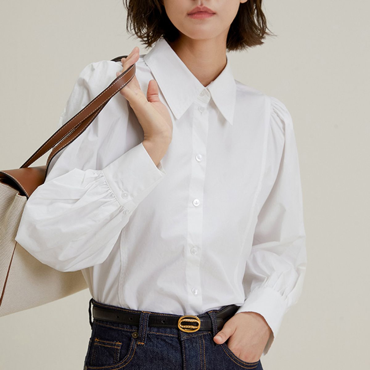 랭썬(LANGSON) LS_Puff long sleeved shirt_WHITE