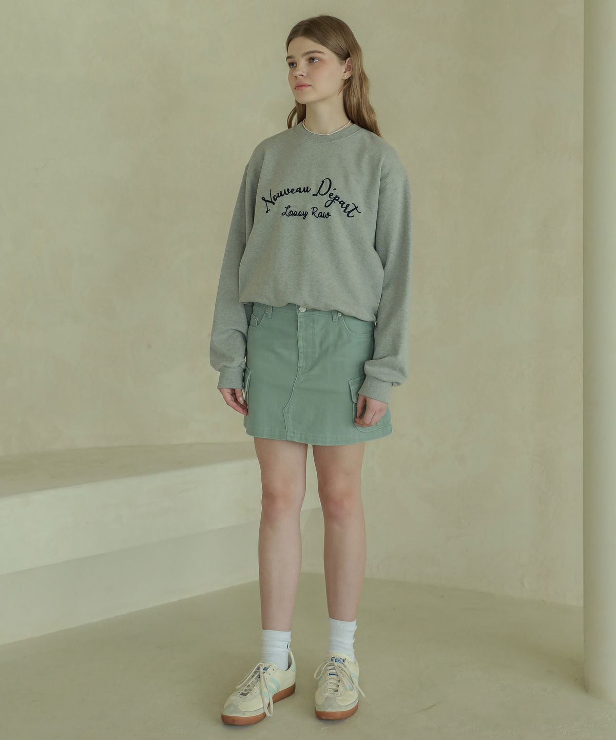 로시로우(LOSSYROW) Lossy  washing cargo short skirt_mint