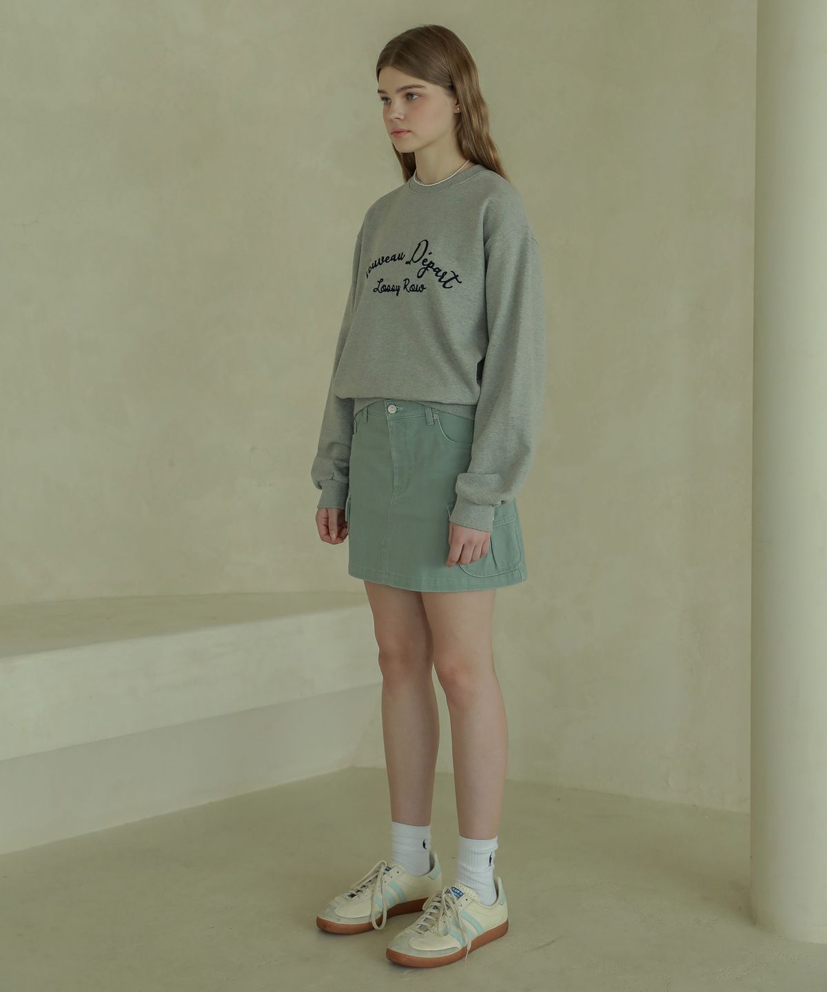 로시로우(LOSSYROW) Lossy  washing cargo short skirt_mint