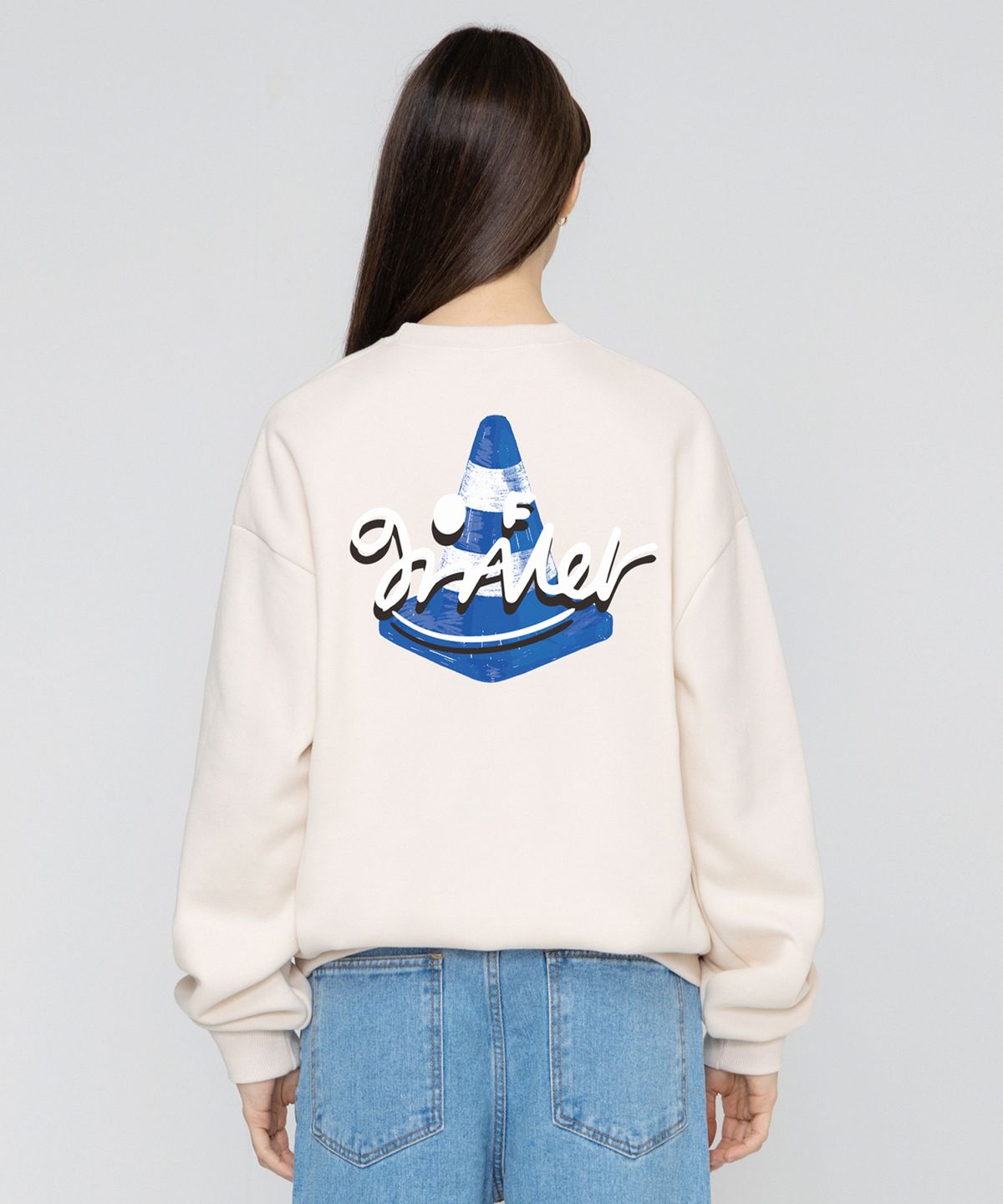 그레이버(GRAVER) [UNISEX]GRAVER SIGN 스마일 백로고 맨투맨_크림