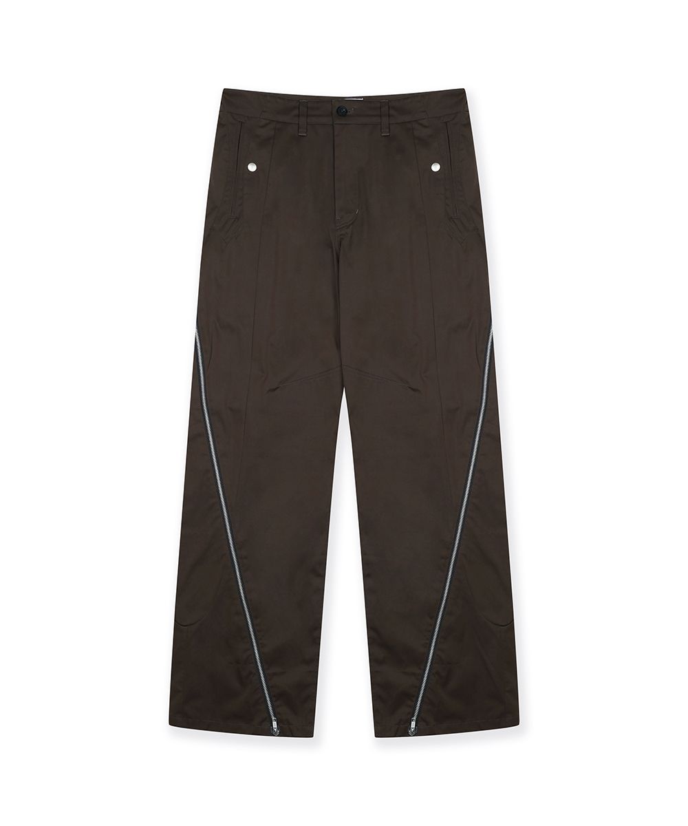 MUSINSA | GRAILZ TWIST ZIP TROUSER [BROWN]