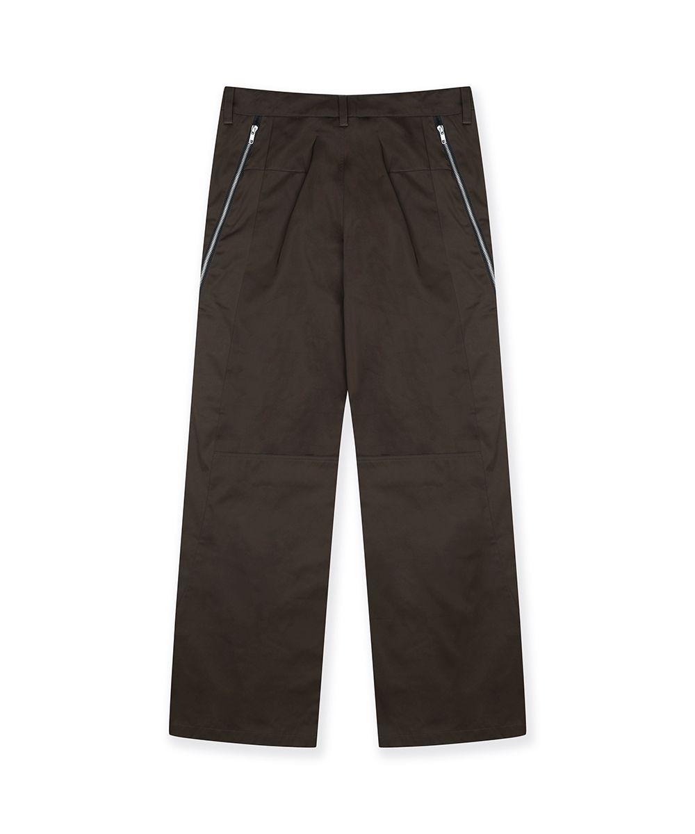 MUSINSA | GRAILZ TWIST ZIP TROUSER [BROWN]
