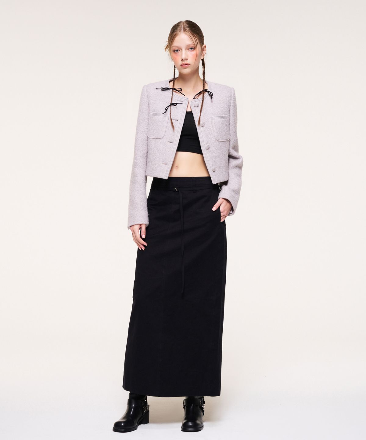 에트몽(ETMON) Belt Long Skirt, Black