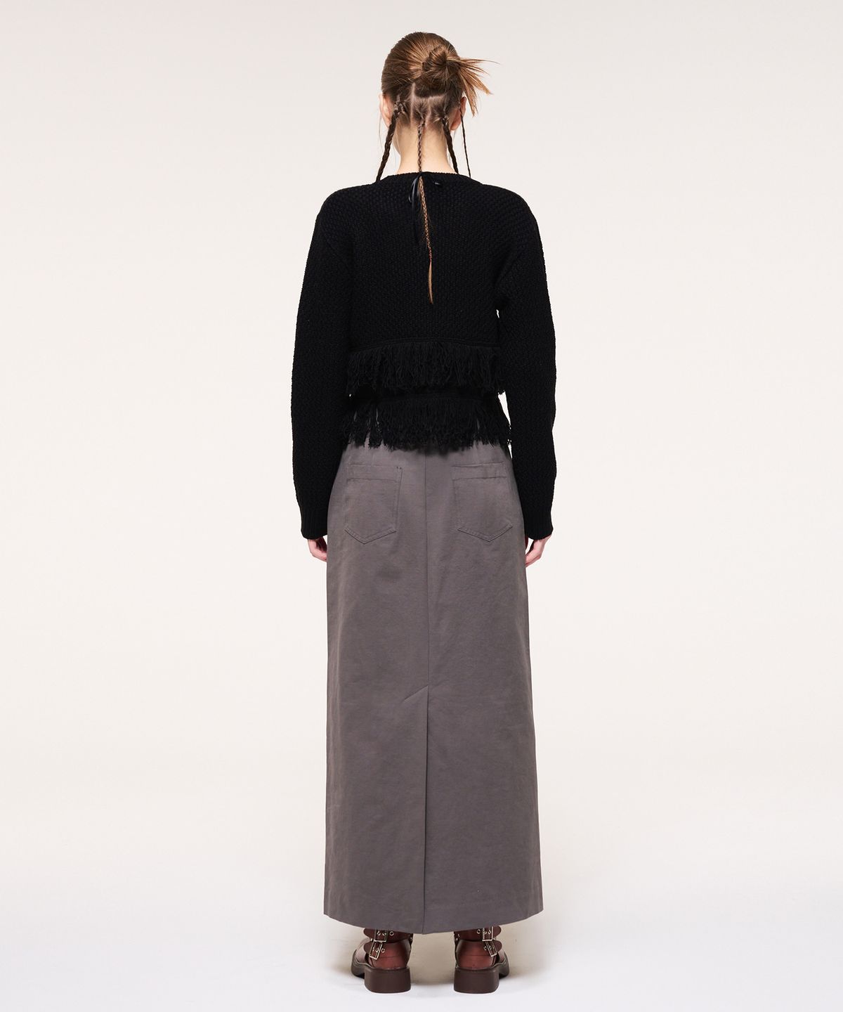에트몽(ETMON) Belt Long Skirt, Charcoal