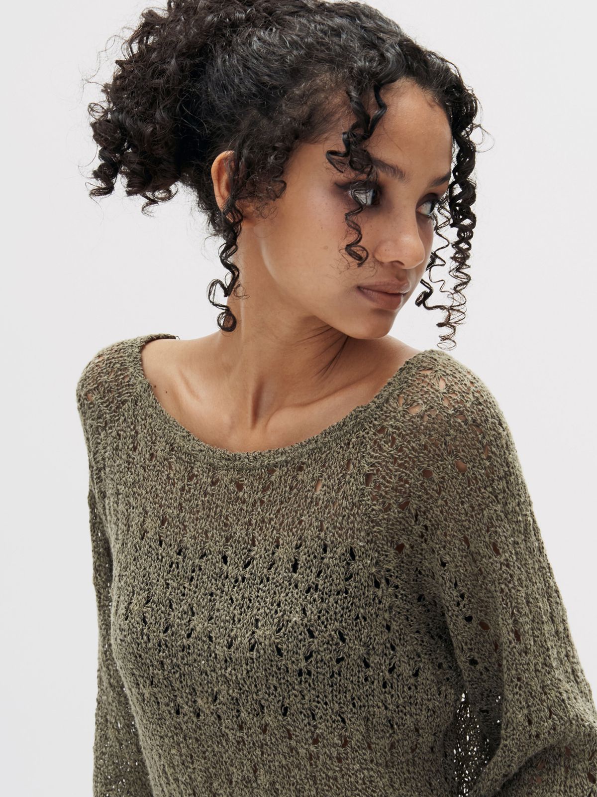 쎄쎄쎄(SETSETSET) NET KNIT TOP KHAKI