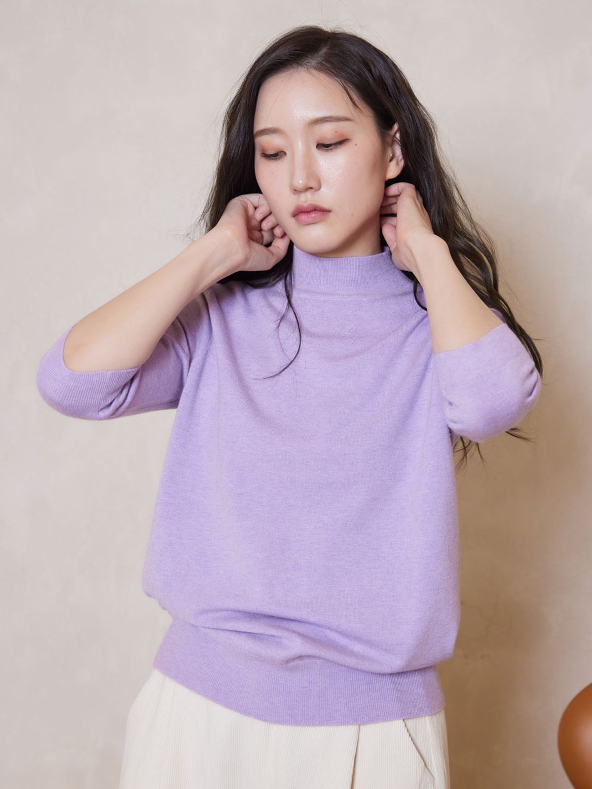 아이홀릭 캐시미어(AYIHOLIC CASHMERE) 모크넥 반팔 앙상블가디건세트 #2color
