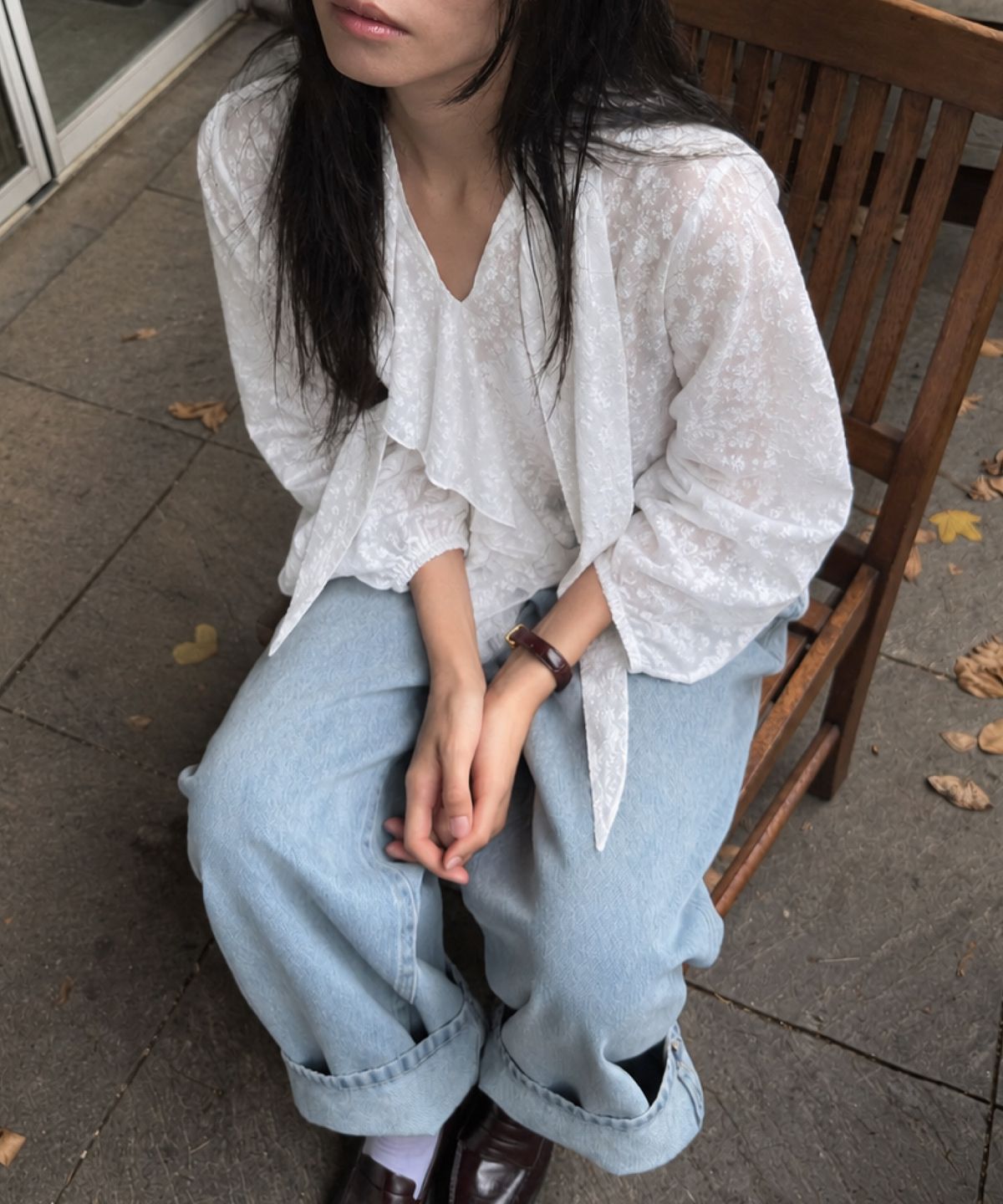 라츠유(LOTSYOU) Old Money Blouse White