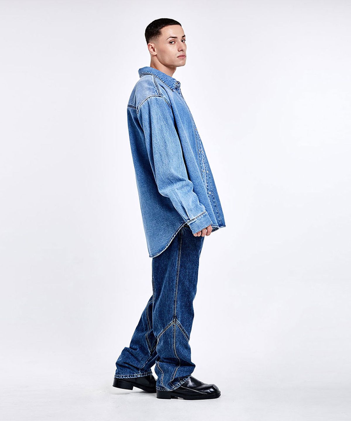 51퍼센트(51PERCENT) Triangle Denim shirt - Blue